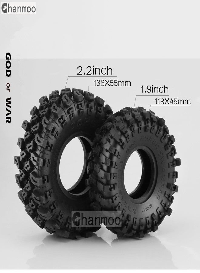 Chanmoo إطارات Chanmoo 2.2 RC Crawler، إطارات مطاطية Slingers Grappler Mud Wheels لسيارات الزحف الصخرية بمقياس 1:10، Axial SCX10 90047 D90 TF2، Tamiya CC01، Traxxas TRX4، جنوط Beadlock مقاس 2.2 بوصة، 4 قطع - Image 5